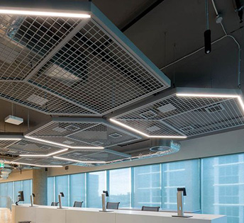 Custom Ceilings Featuring Wire Mesh