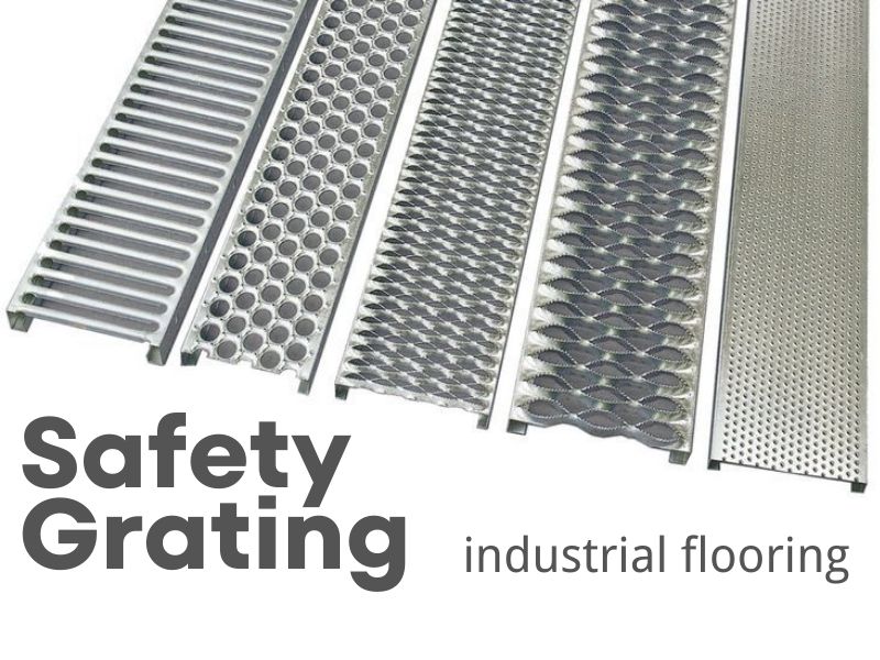 Comparison of diamond strut and O-grip metal safety grating for industrial flooring